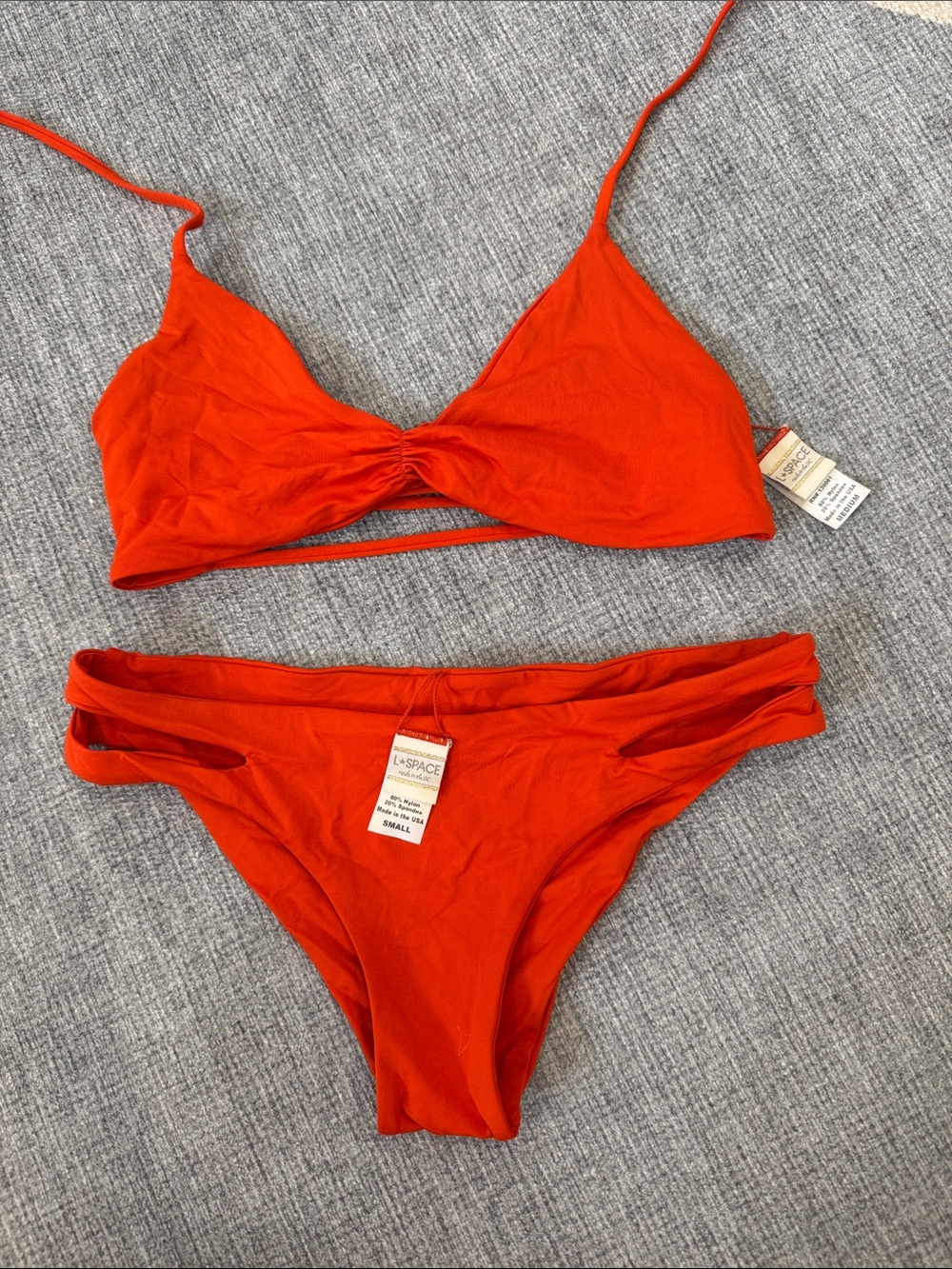 L*Space Women's Red/orangeBikini Set - Twist Front Top & Cutout Bottom